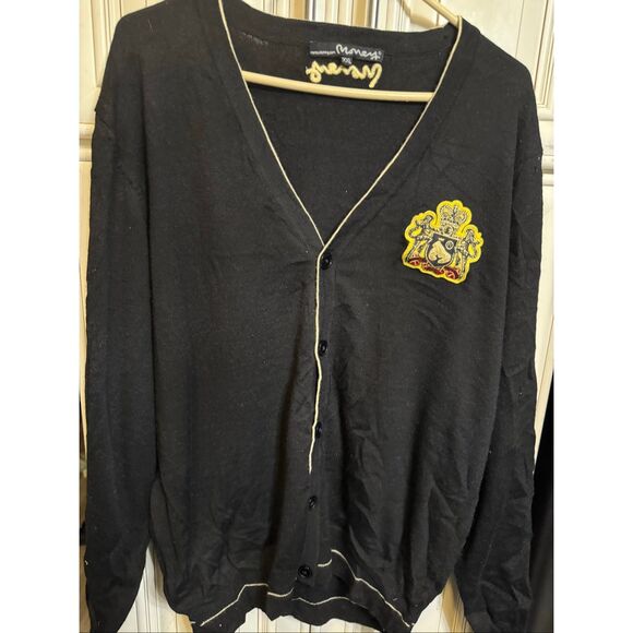 Money Men's Crest Logo V-Neck Button Front Cardigan Sweater Black Size XXL - Picture 4 of 12